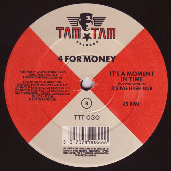 4 For Money - It's A Moment In Time | Tam Tam Records (TTT 030) - 2