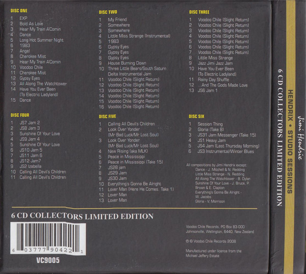 Jimi Hendrix - Studio Sessions Volume. 1 6 CD BOX | Voodoo Chile Records (VC9005) - 2 Jimi Hendrix - Studio Sessions Volume. 1 6 CD BOX | Voodoo Chile Records (VC9005) - 2