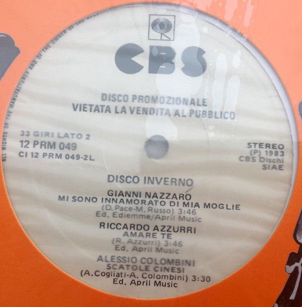 Various - Disco Inverno | CBS (12 PRM 049) - 3 Various - Disco Inverno | CBS (12 PRM 049) - 3