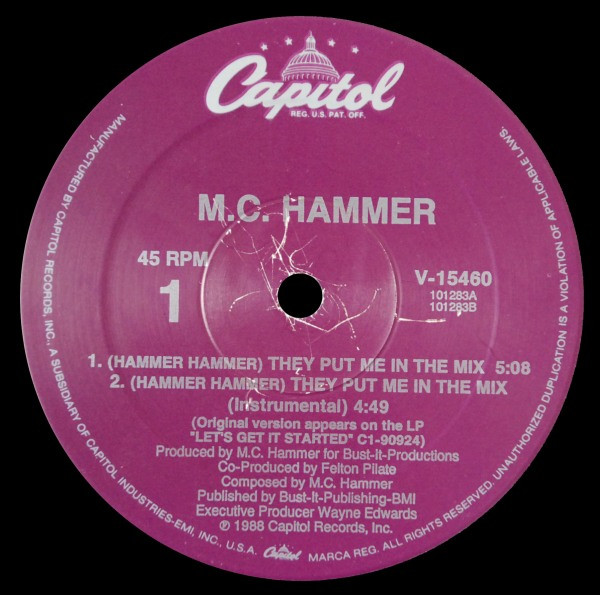 MC Hammer - (Hammer Hammer) They Put Me In The Mix / Cold Go M.C. Hammer | Capitol Records (V-15460) - 3