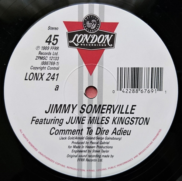 Jimmy Somerville Featuring June Miles Kingston - Comment Te Dire Adieu | London Records (886769-1) - 5