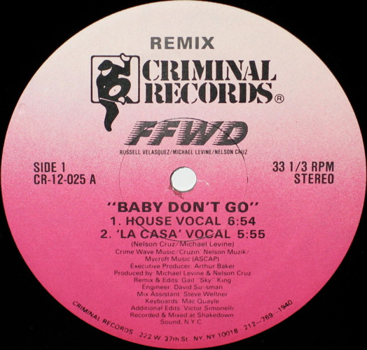 FFWD - Baby Don't Go (Remix) | Criminal Records (CR-12-025) - main FFWD - Baby Don't Go (Remix) | Criminal Records (CR-12-025) - main