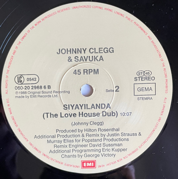 Johnny Clegg & Savuka - Take My Heart Away | EMI (K 060 20 2968 6) - 3 Johnny Clegg & Savuka - Take My Heart Away | EMI (K 060 20 2968 6) - 3