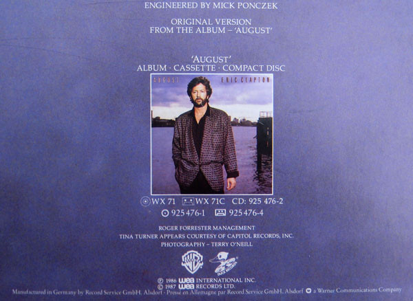 Eric Clapton With Tina Turner - Tearing Us Apart | Duck Records (920 718-0) - 4