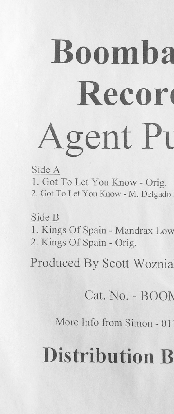 Agent Purple - Got To Let You Know / Kings Of Spain | Boombastic (BOOM 03) - 2