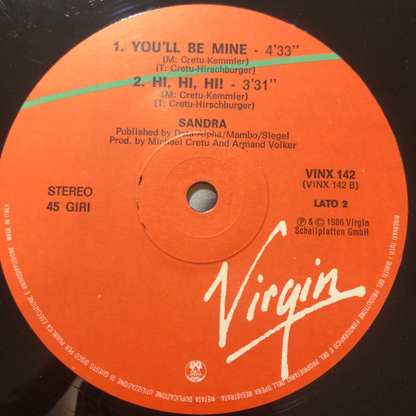 Sandra - Hi! Hi! Hi! (Extended 12") | Virgin (VINX 142) - 3 Sandra - Hi! Hi! Hi! (Extended 12") | Virgin (VINX 142) - 3