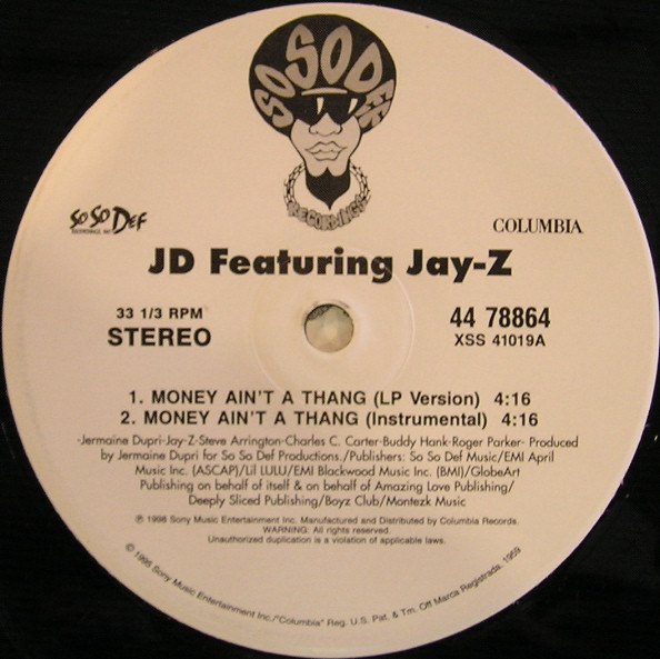 JD Featuring Jay-Z - Money Ain't A Thing | Columbia (44 78864)