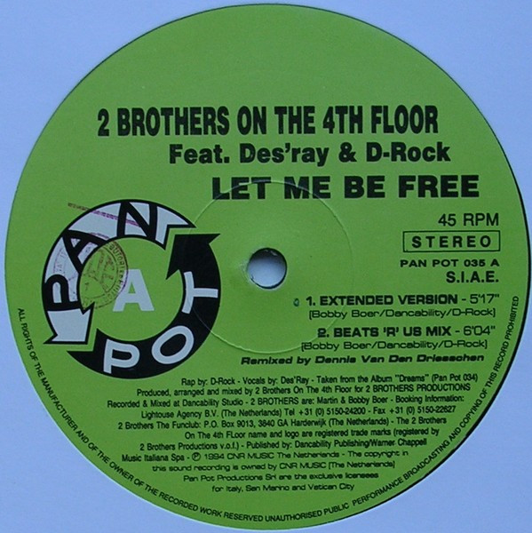 2 Brothers On The 4th Floor Feat. Des'Ray And D-Rock - Let Me Be Free | Pan Pot (PAN POT 035) - 3