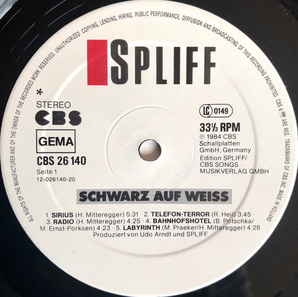 Spliff - Schwarz Auf Weiss | CBS (CBS 26 140) - 4