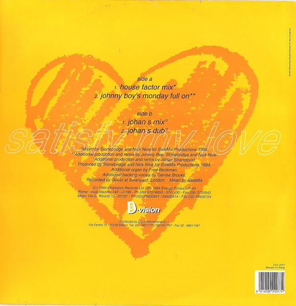 Sabrina Johnston - Satisfy My Love | D:vision Records (DV 077) - 2 Sabrina Johnston - Satisfy My Love | D:vision Records (DV 077) - 2