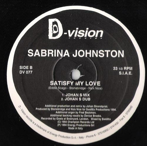 Sabrina Johnston - Satisfy My Love | D:vision Records (DV 077) - 4 Sabrina Johnston - Satisfy My Love | D:vision Records (DV 077) - 4
