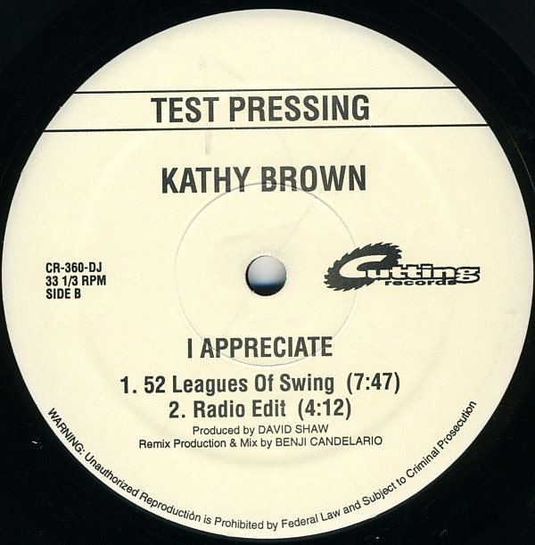 Kathy Brown - I Appreciate | Cutting Records (CR-360-DJ) - 2