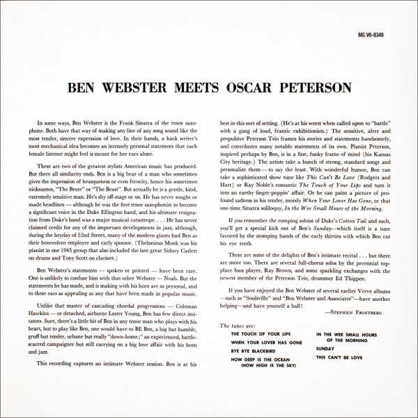 Ben Webster Meets Oscar Peterson