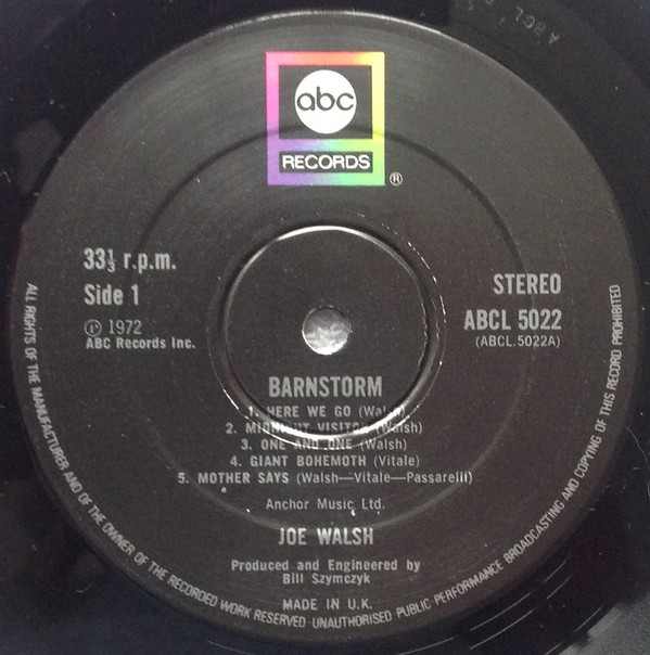 Joe Walsh - Barnstorm | ABC Records (ABCL 5022) - 4