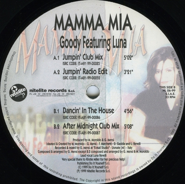 Goody Featuring Luna - Mamma Mia | Nitelite Records (NL 06-99) - 3 Goody Featuring Luna - Mamma Mia | Nitelite Records (NL 06-99) - 3