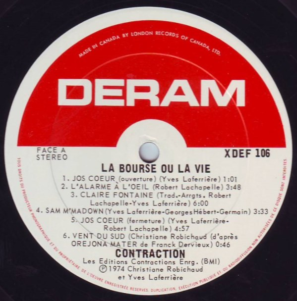 Contraction - La Bourse Ou La Vie | Deram (XDEF-106) - 4