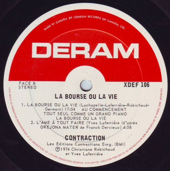 Contraction - La Bourse Ou La Vie | Deram (XDEF-106) - 5