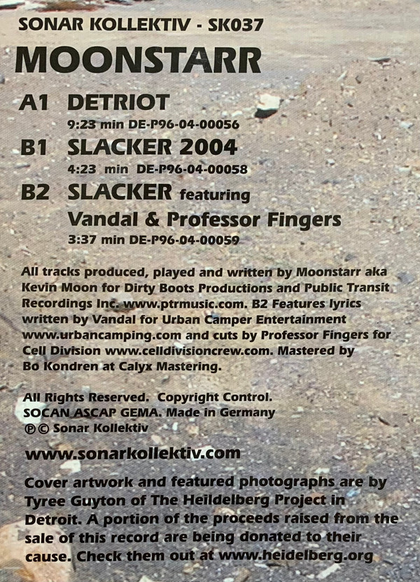 Moonstarr - Detriot B/W Slacker | Sonar Kollektiv (SK037) - 3