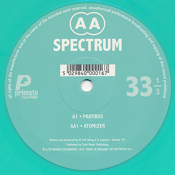 Spectrum - Pratikus / Atomizer | Primate Recordings (PMTEN 001)