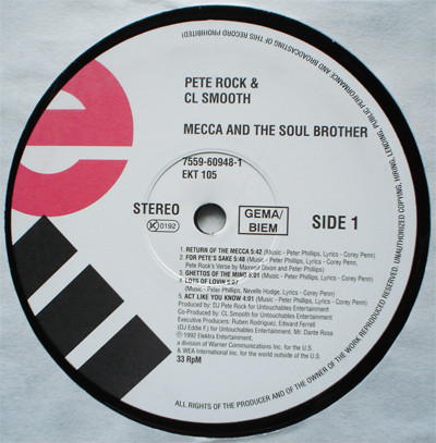 Pete Rock & C.L. Smooth - Mecca And The Soul Brother | Elektra (EKT 105) - 4 Pete Rock & C.L. Smooth - Mecca And The Soul Brother | Elektra (EKT 105) - 4