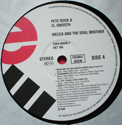 Pete Rock & C.L. Smooth - Mecca And The Soul Brother | Elektra (EKT 105) - 7 Pete Rock & C.L. Smooth - Mecca And The Soul Brother | Elektra (EKT 105) - 7