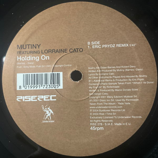 Mutiny Featuring Lorraine Cato - Holding On | Rise (RISE 278) - 3 Mutiny Featuring Lorraine Cato - Holding On | Rise (RISE 278) - 3