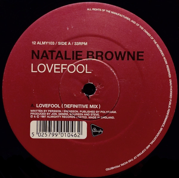 Natalie Browne - Lovefool | Almighty Records (12 ALMY103) - main Natalie Browne - Lovefool | Almighty Records (12 ALMY103) - main