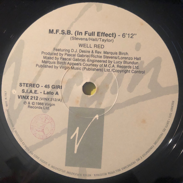 Well Red - M.F.S.B. | Virgin (VINX 212) - 4