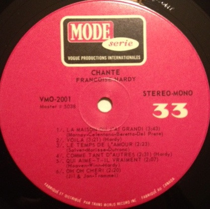 Françoise Hardy - Chansons... | Vogue Productions (VMO 2001) - 3 Françoise Hardy - Chansons... | Vogue Productions (VMO 2001) - 3