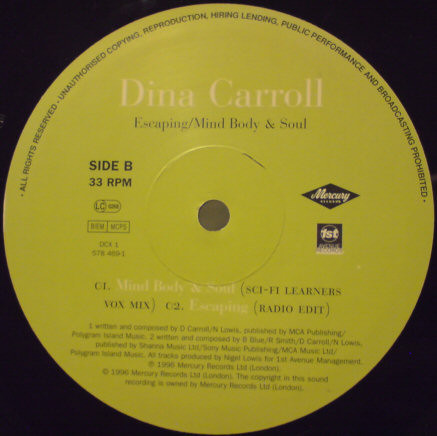 Dina Carroll - Escaping / Mind Body & Soul | Mercury (DCX 1) - 4 Dina Carroll - Escaping / Mind Body & Soul | Mercury (DCX 1) - 4