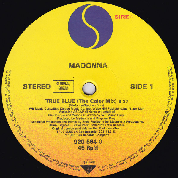 Madonna - True Blue | Sire (920 564-0) - 3