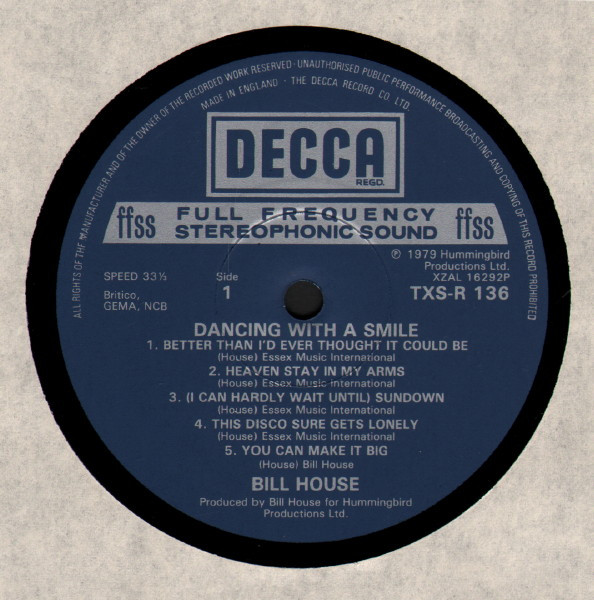 Bill House - Dancing With A Smile | Decca (TXS-R 136) - 4