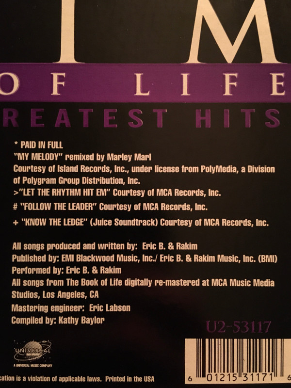 Rakim - The Book Of Life (Eric B. & Rakim's Greatest Hits) | Universal Records (U2-53117) - 4