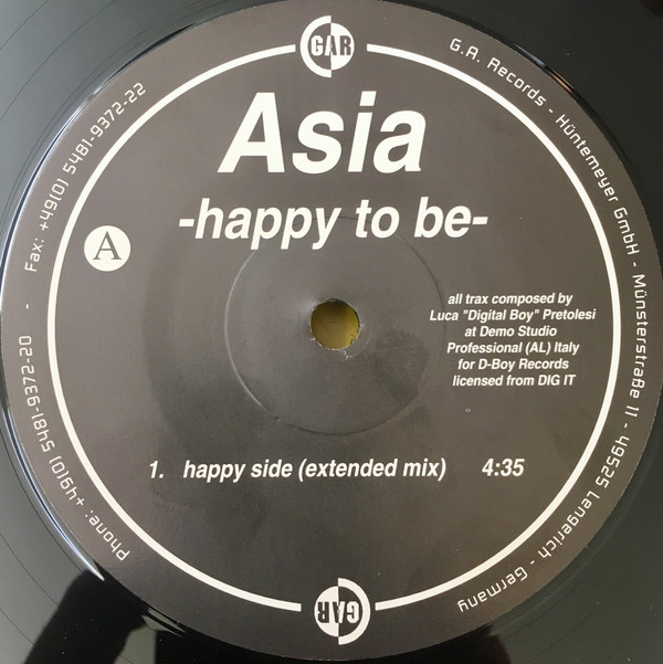 Asia - Happy To Be | Gothic Arts Records (GAR 066) - main
