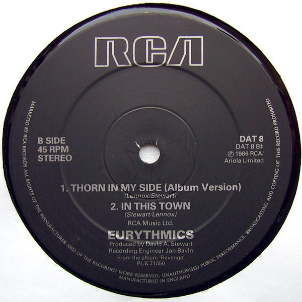 Eurythmics - Thorn In My Side | RCA (DAT 8) - 4