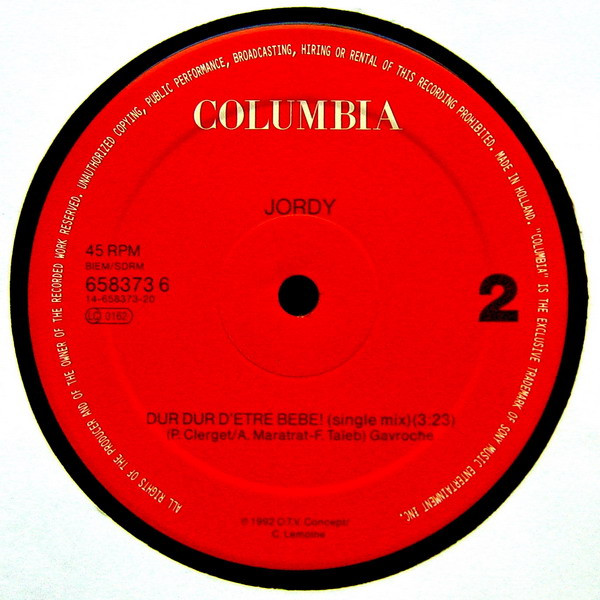 Jordy - Dur Dur D'être Bébé! | Columbia (COL 658373 6) - 4