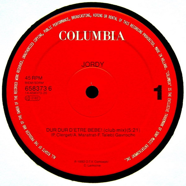 Jordy - Dur Dur D'être Bébé! | Columbia (COL 658373 6) - 3