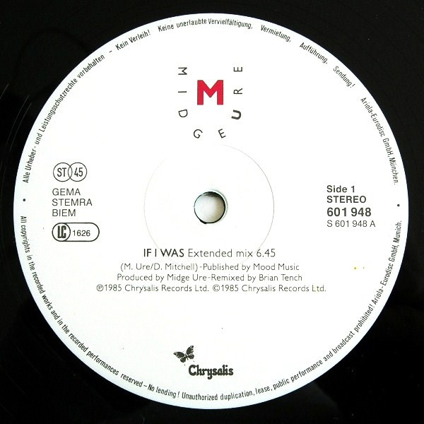 Midge Ure - If I Was (Extended Mix) | Chrysalis (601 948) - 3