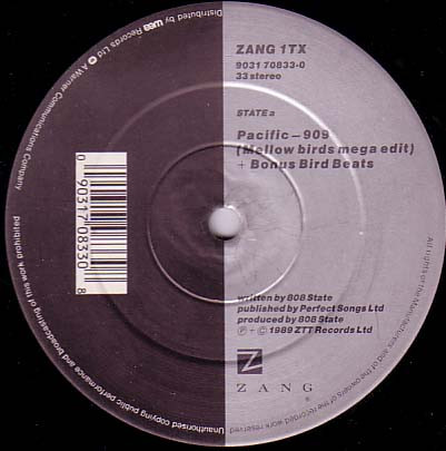 808 State - Pacific ‎– 909 (Mellow Birds Mega Edit) + Bonus Bird Beats / Cobra Bora | ZTT (ZANG 1 TX)