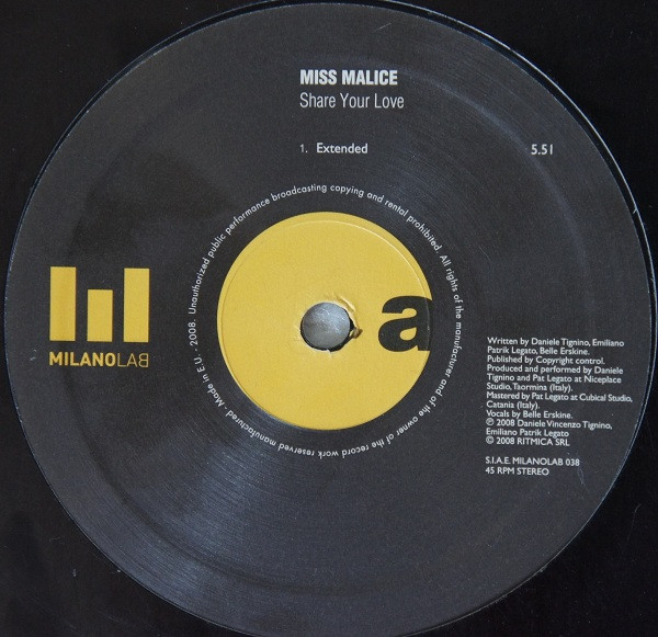 Miss Malice - Share Your Love | Milano Lab (MILANOLAB 038) - 3