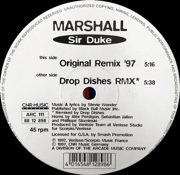 Marshall - Sir Duke | CNR Music Germany (88 12 898)