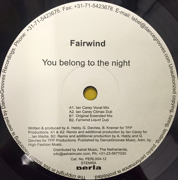 Fairwind - You Belong To The Night | Perla Recordings (PERL004-12) - 2 Fairwind - You Belong To The Night | Perla Recordings (PERL004-12) - 2