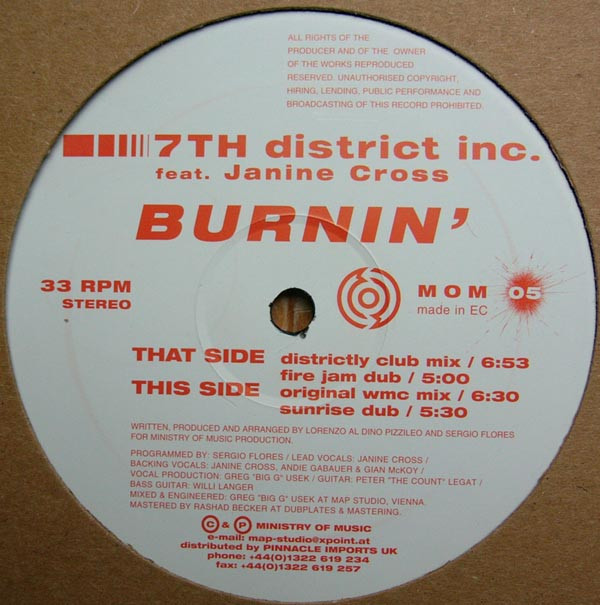 7th District Inc.  &  Janine Cross - Burnin' | Ministry Of Music (MOM 05) - main