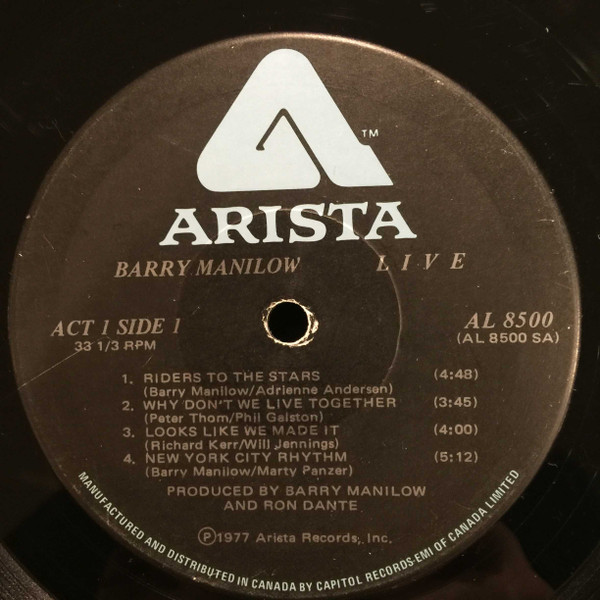 Barry Manilow - Live | Arista (AL 8500) - 4 Barry Manilow - Live | Arista (AL 8500) - 4