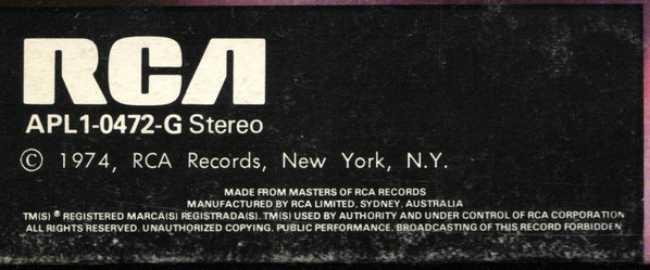 Lou Reed - Rock N Roll Animal | RCA Victor (APL1-0472-G) - 3 Lou Reed - Rock N Roll Animal | RCA Victor (APL1-0472-G) - 3