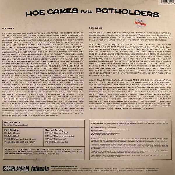MF Doom - Hoe Cakes b/w Potholders | Rhymesayers Entertainment (RSE0050-1) - 2