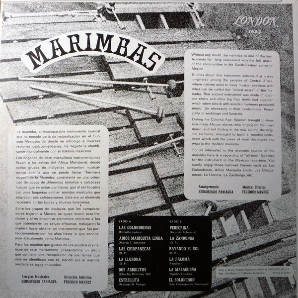 Hermisendo Paniagua , Federico Mendez - Marimbas | London Records (1627) - 2 Hermisendo Paniagua , Federico Mendez - Marimbas | London Records (1627) - 2