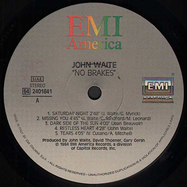 John Waite - No Brakes | EMI America (64 2401841) - 3 John Waite - No Brakes | EMI America (64 2401841) - 3