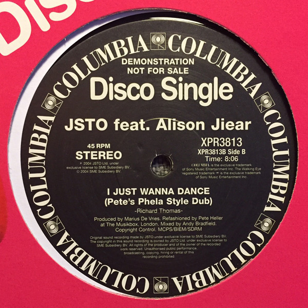 JSTO - I Just Wanna Dance | Columbia (XPR 3813) - 2 JSTO - I Just Wanna Dance | Columbia (XPR 3813) - 2