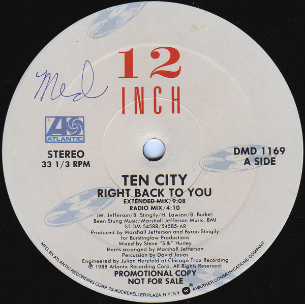 Ten City - Right Back To You | Atlantic (DMD 1169) - main Ten City - Right Back To You | Atlantic (DMD 1169) - main
